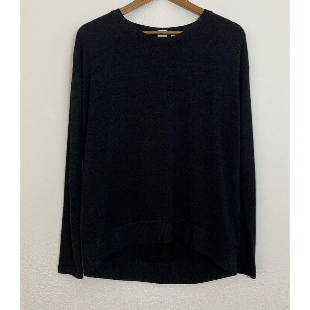 GAP Size XSmall Women Black Soft Hi-Low Pullover Sweater Long Sleeve Round Neck